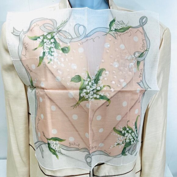 (2) New Renoma Miniscarf/ handkerchiefs 17"  white pink floral cotton made (12) - Picture 5 of 7